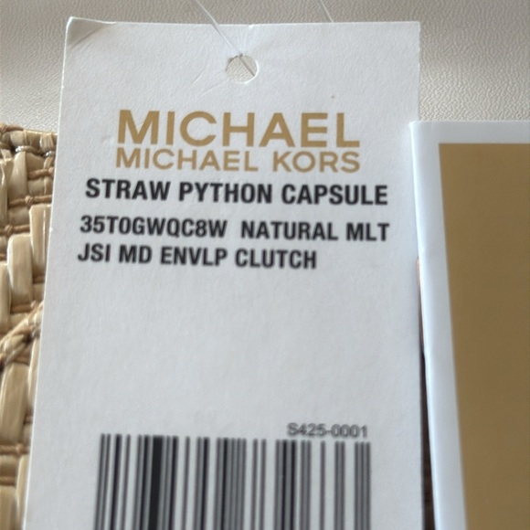 Michael Kors straw python capsule envelope clutch. - Picture 8 of 12